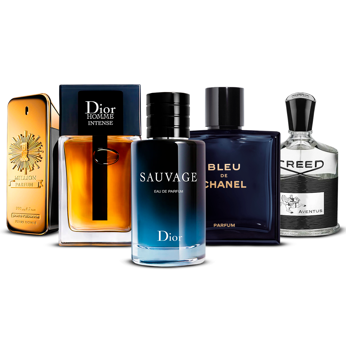 Set de 5 parfumuri – 1 Million, Dior Homme Intense, Sauvage, Bleu de Chanel i Creed Aventus [100 ml]