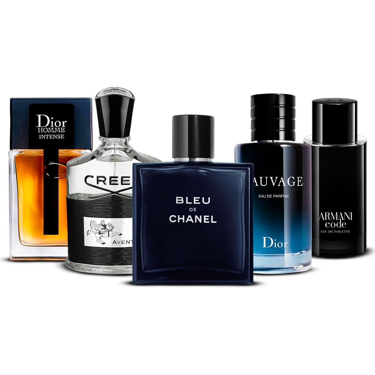 Set de 5 parfumuri – Dior Homme Intense, Creed Aventus, Bleu de Chanel, Sauvage i Armani Code [100 ml]