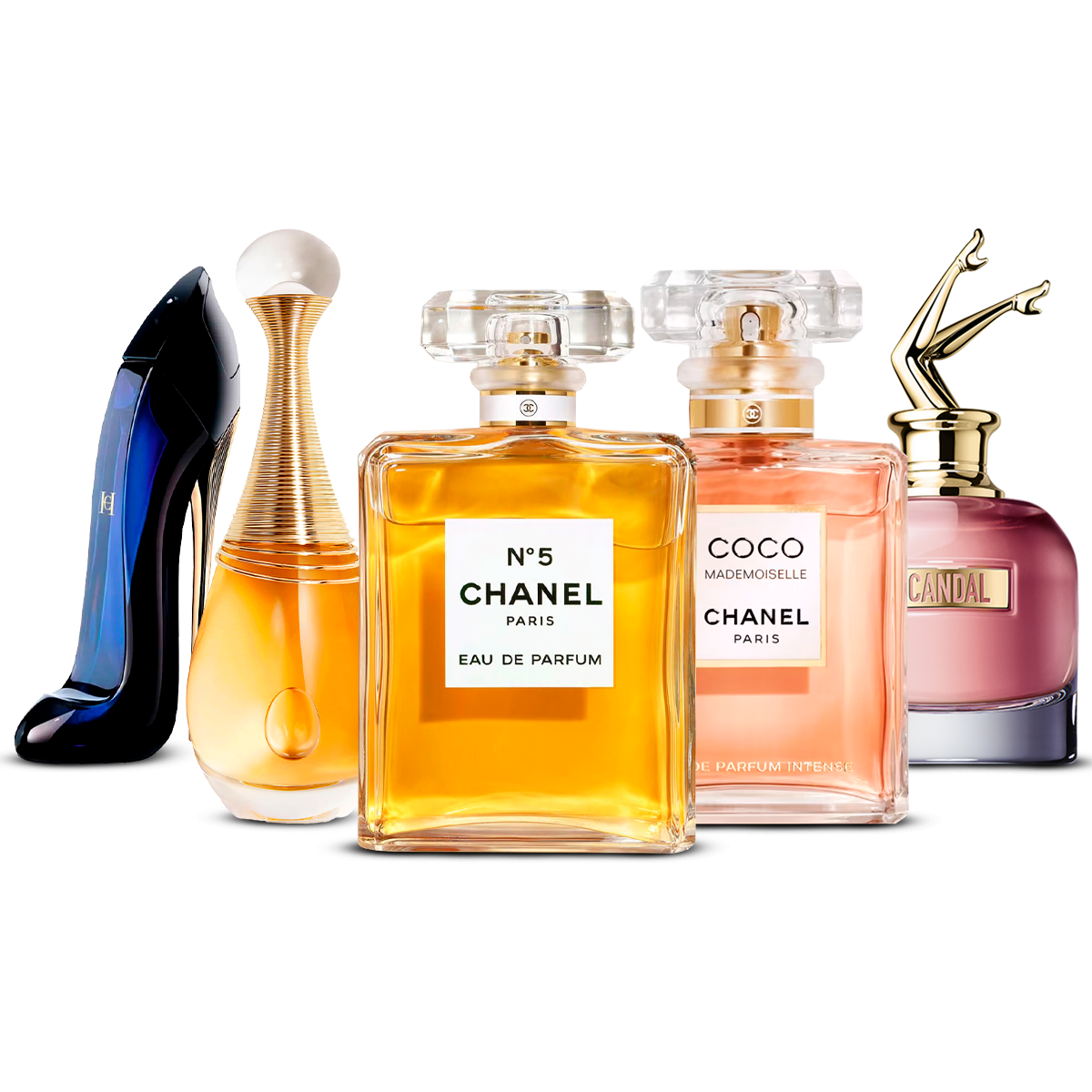 Set de 5 parfumuri – Good Girl, J'adore, Chanel Nº5, Coco Mademoiselle i Scandal [100 ml]