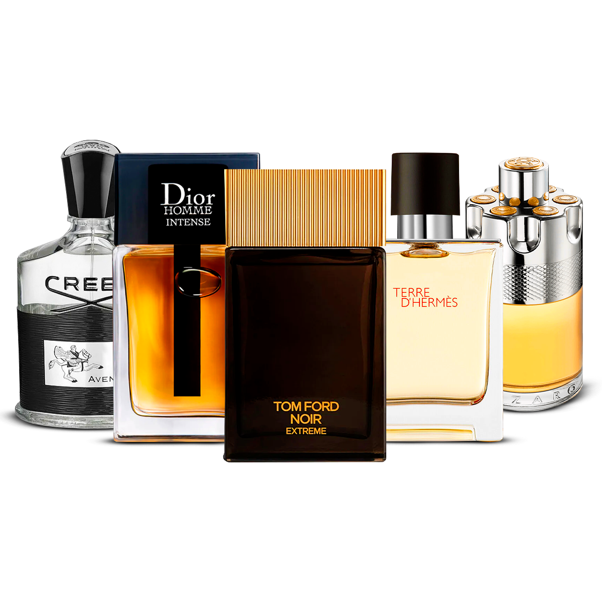 Set de 5 parfumuri – Creed Aventus, Dior Homme Intense, Tom Ford Noir Extrême, Terre d'Hermès i Azzaro Wanted [100 ml]
