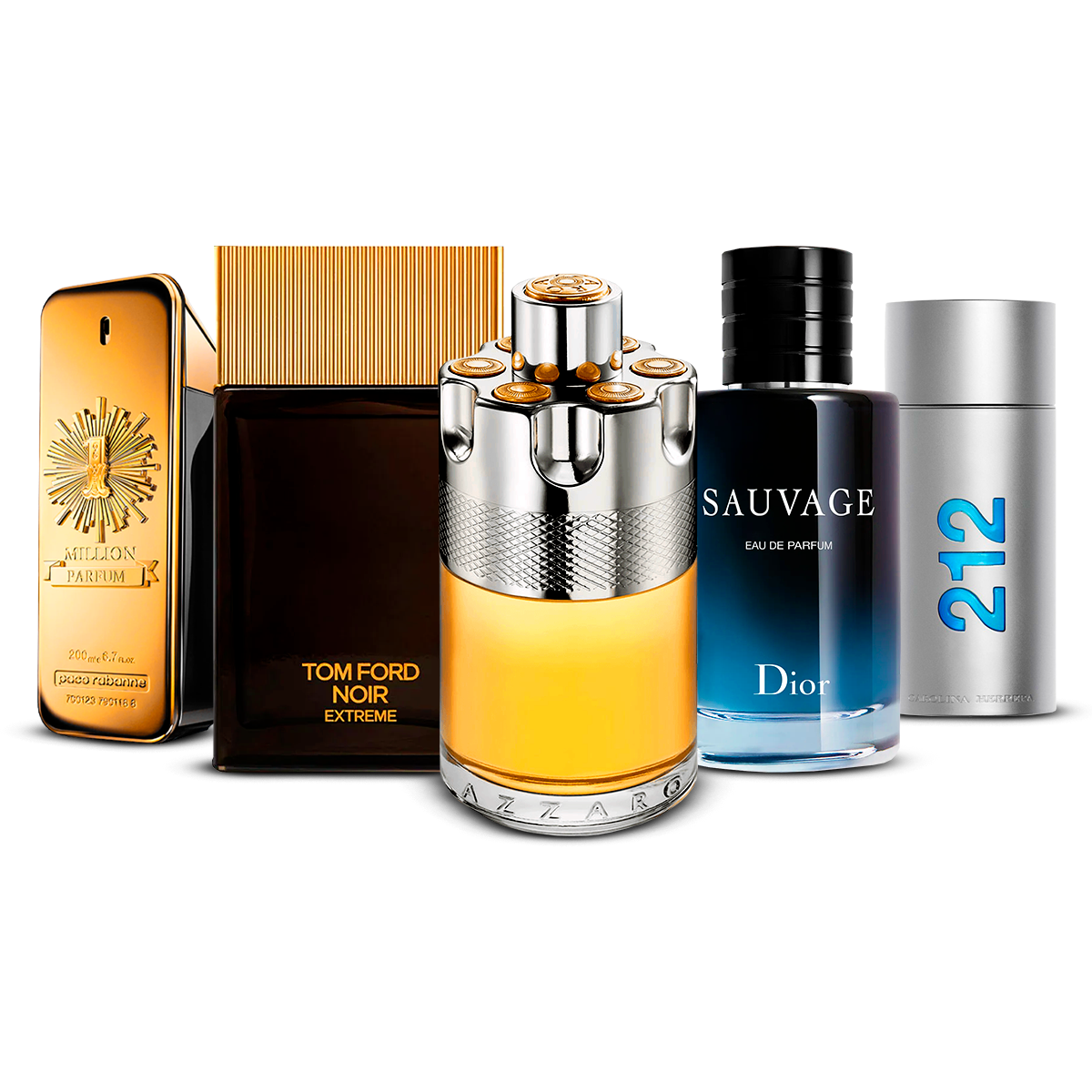Set de 5 parfumuri – 1 Million, Tom Ford Noir Extrême, Azzaro Wanted, Sauvage i 212 Men [100 ml]