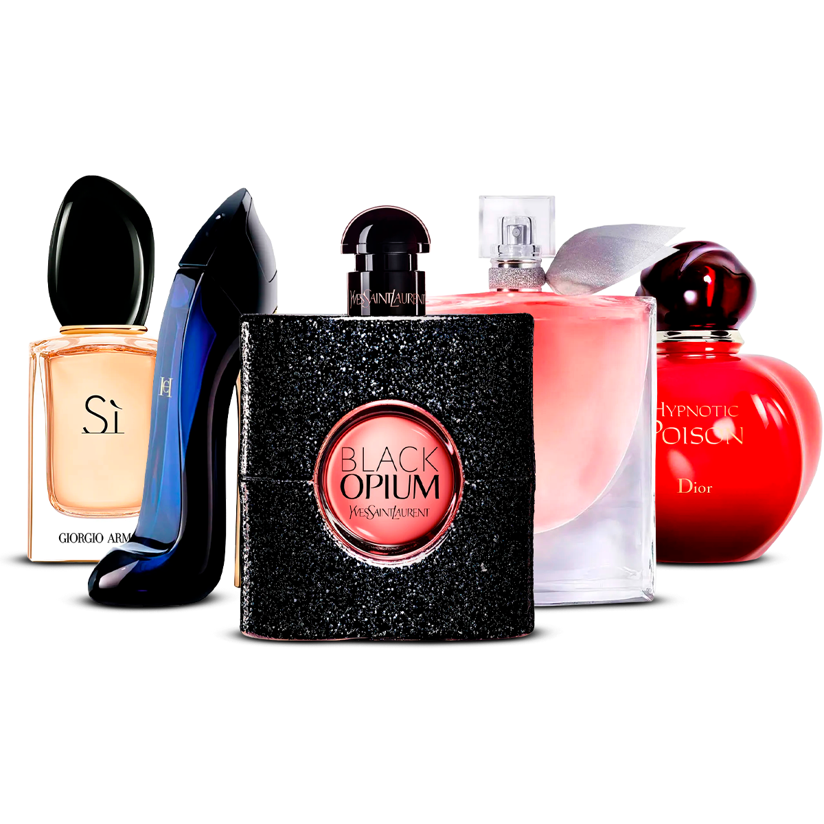 Set de 5 parfumuri – Sì, Good Girl, Black Opium, La Vie Est Belle i Hypnotic Poison [100 ml]