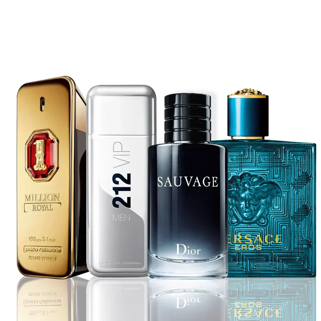 Set de 4 parfumuri | One Million Royal + 212 Vip + Sauvage Dior + Versace Eros 100 ml