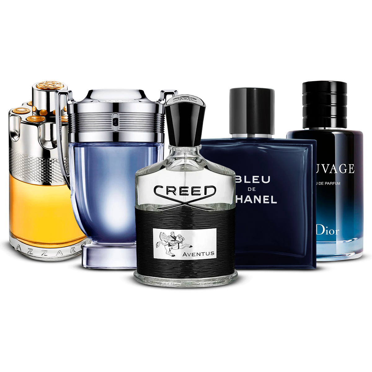 Set de 5 parfumuri – Azzaro Wanted, Invictus, Creed Aventus, Bleu de Chanel i Sauvage [100 ml]