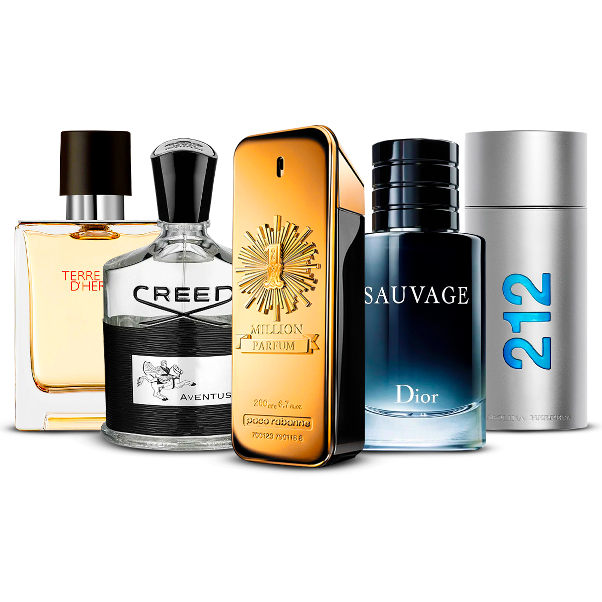 Set de 5 parfumuri – Terre d'Hermès, Creed Aventus, 1 Million, Sauvage i 212 Men [100 ml]