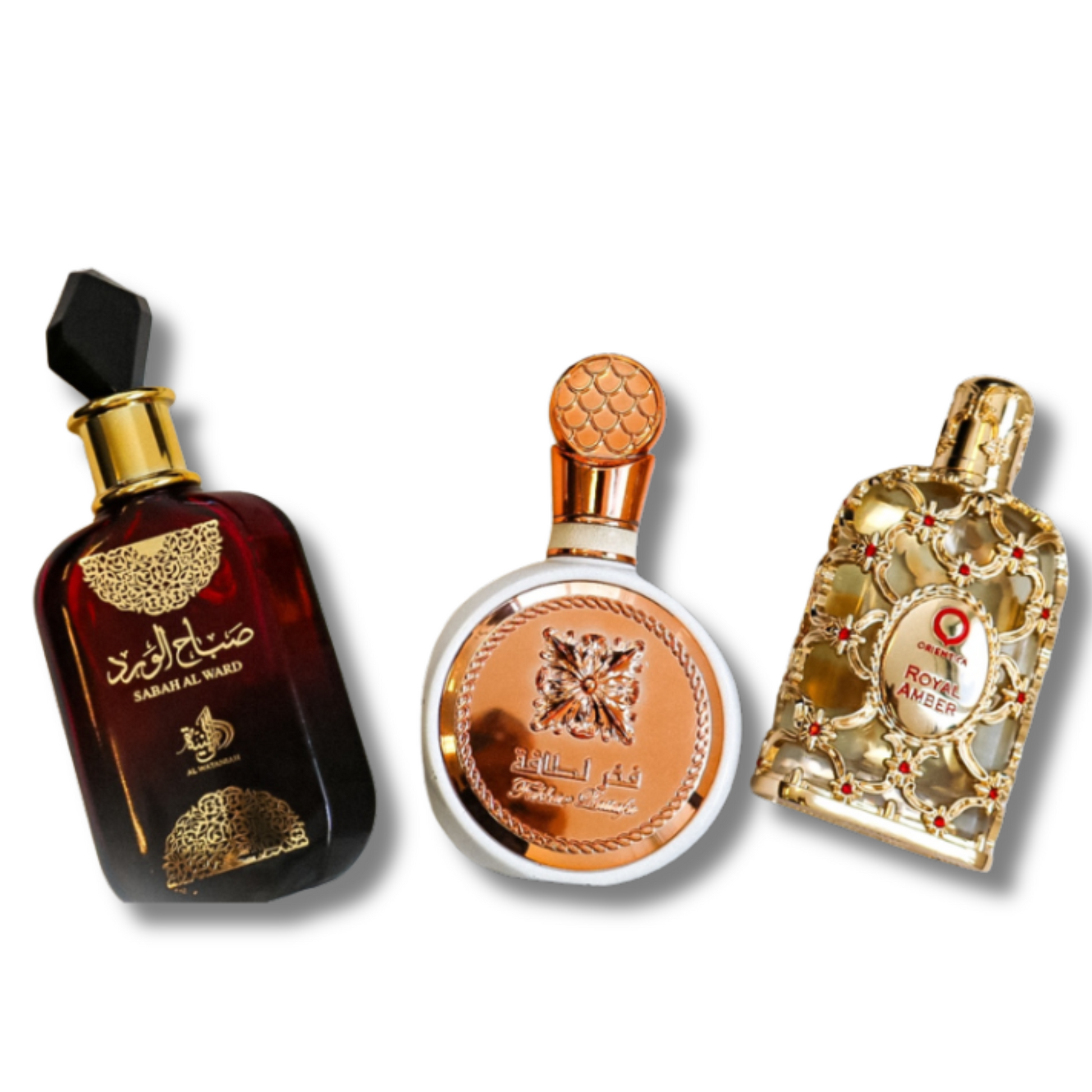 Set de 4 parfumuri | Sabah Al Ward 100 ml, Fakhar 100 ml, Royal Amber 100 ml
