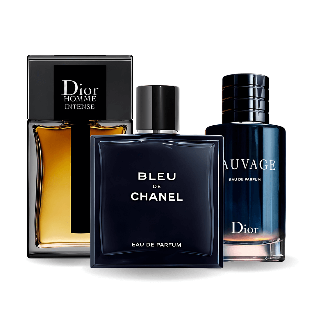 Set de 3 parfumuri | Sauvage Dior, Bleu de Chanel, Dior Homme Intense 100 ml