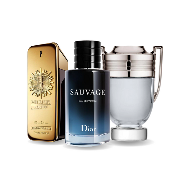 Set de 3 parfumuri | Paco Rabanne ONE MILLION, Dior SAUVAGE, Paco Rabanne INVICTUS 100 ml