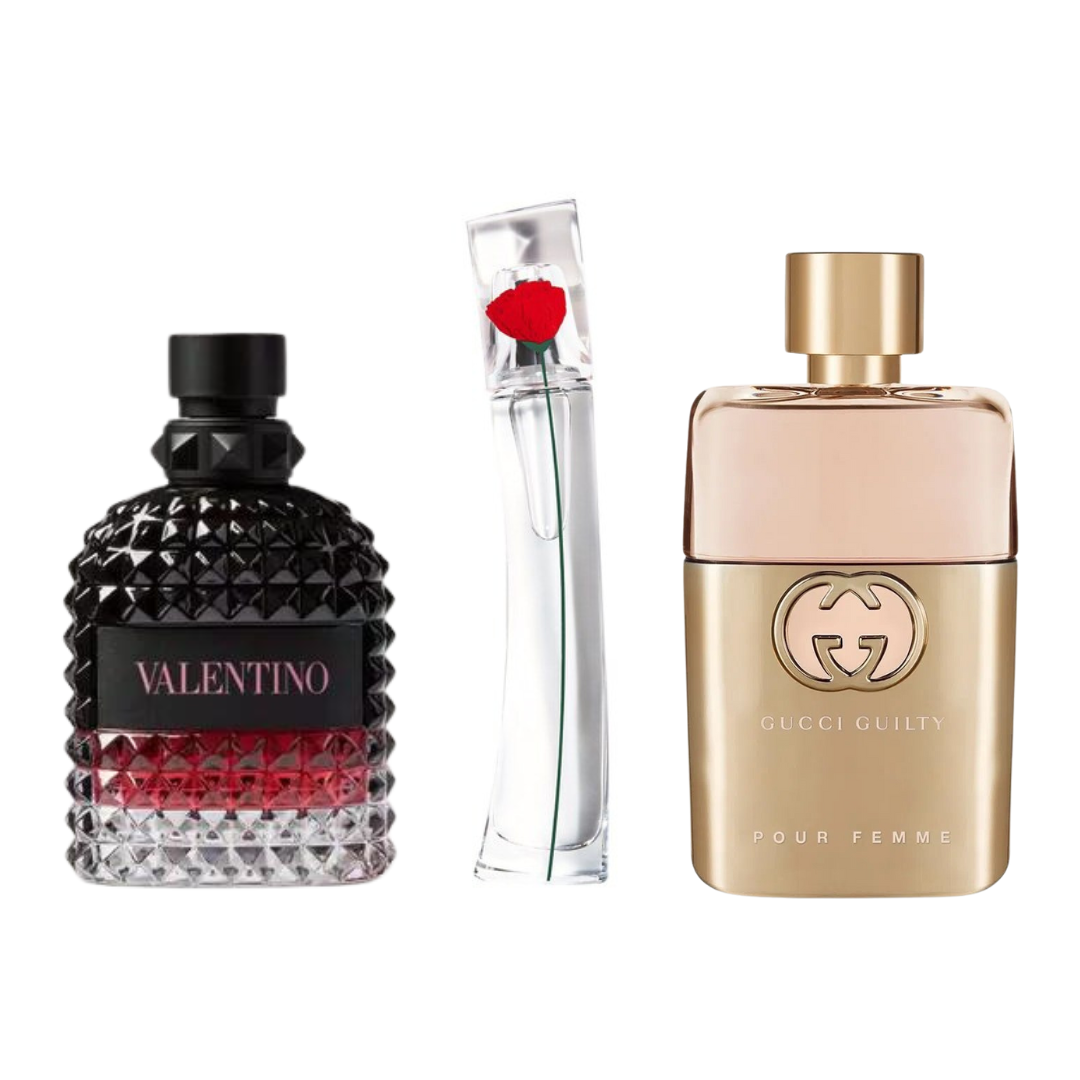 Set de 3 parfumuri | Gucci Guilty, Valentino Intense, Flower Kenzo 100 ml