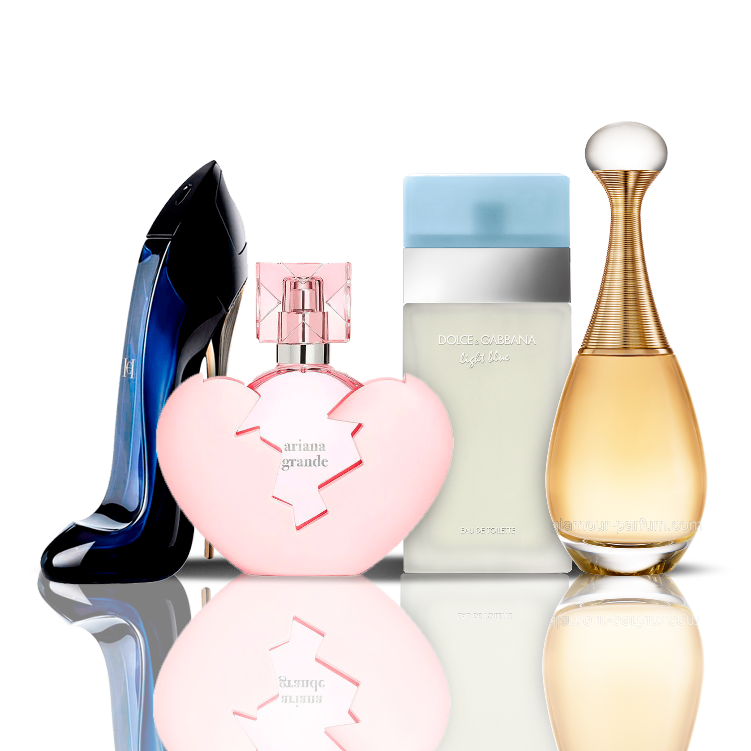 Set de 4 parfumuri | Thank U Next + Light Blue + Good Girl + J'adore 100 ml