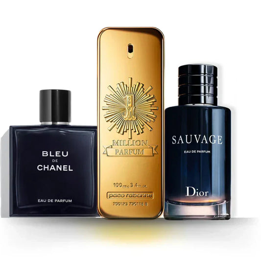 Set de 3 parfumuri | Bleu de Chanel + Sauvage + One Million 100 ml